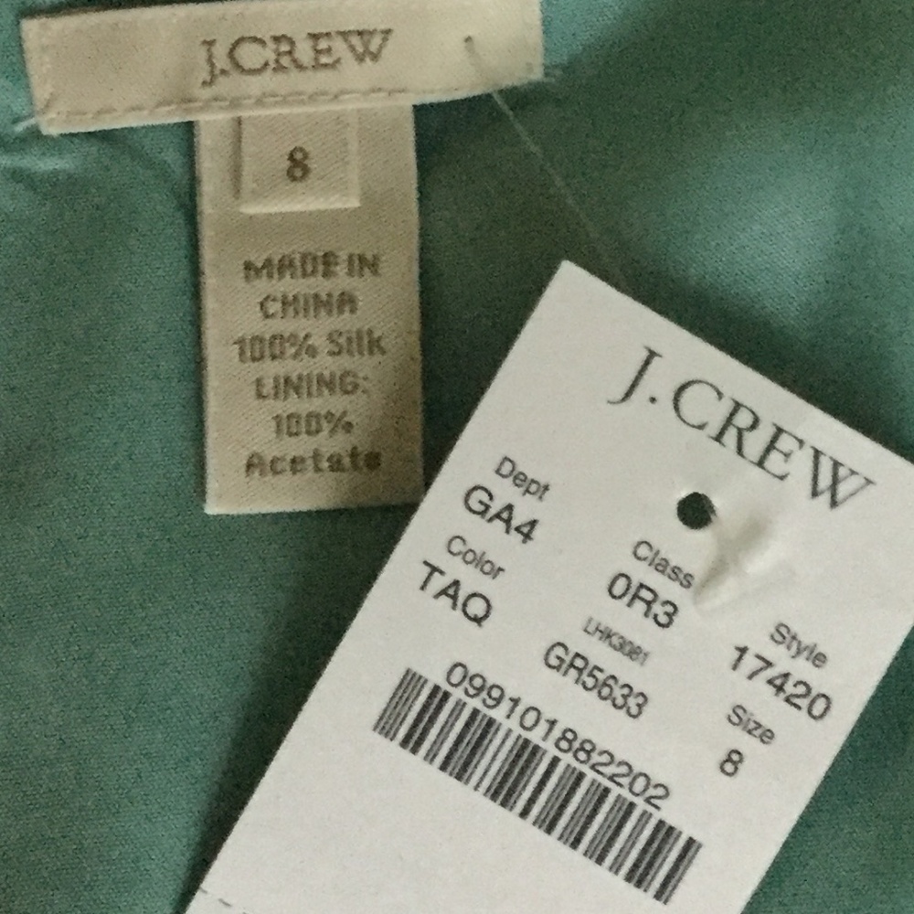 NWT J. Crew Silk Taffeta Clementine Dress Aqua Event Cocktail - Sz 8 - Picture 10 of 11